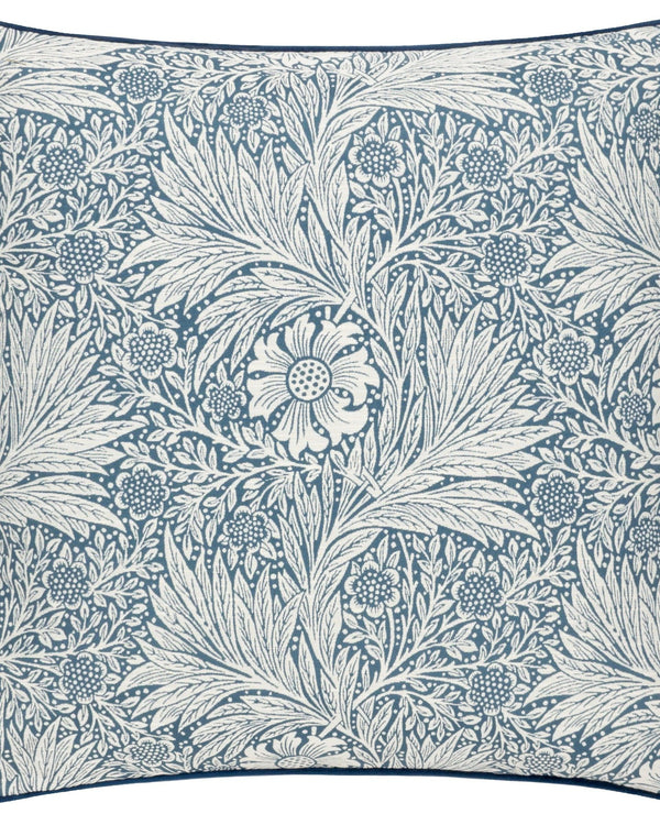 Morris & Co Marigold Piped Jacquard Cushion in Indigo