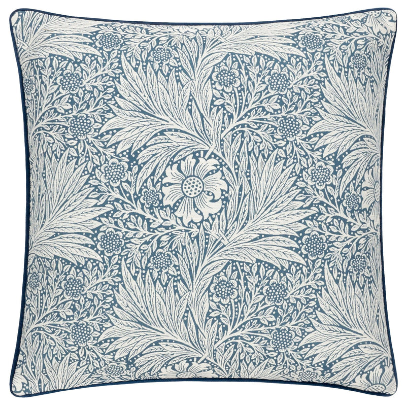 Morris & Co Marigold Piped Jacquard Cushion in Indigo