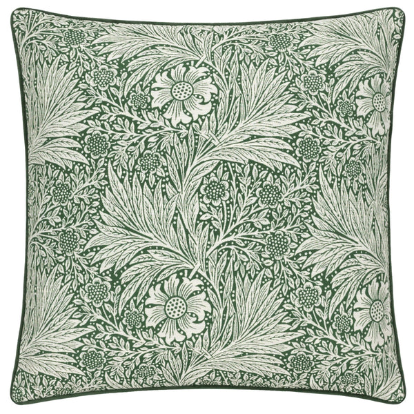 Morris & Co Marigold Piped Jacquard Cushion in Leaf