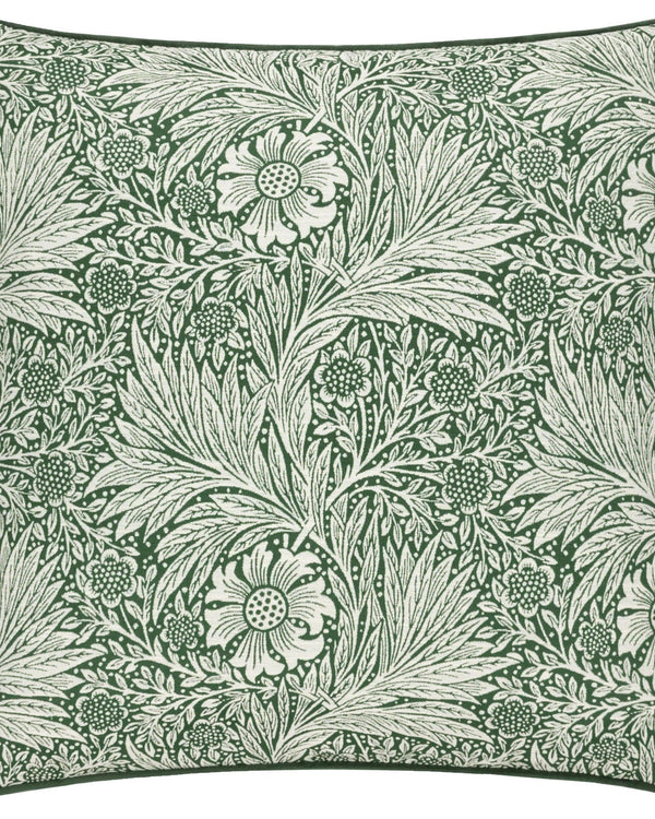 Morris & Co Marigold Piped Jacquard Cushion in Leaf
