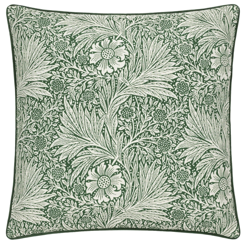 Morris & Co Marigold Piped Jacquard Cushion in Leaf