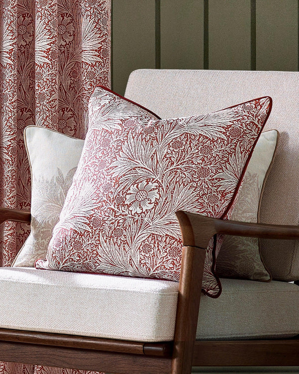 Morris & Co Marigold Piped Jacquard Cushion in Russet