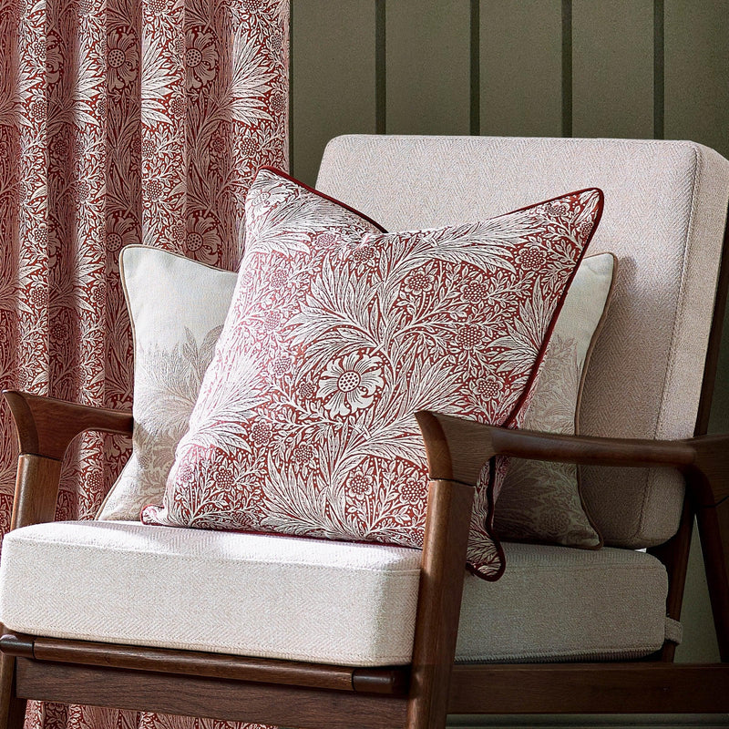 Morris & Co Marigold Piped Jacquard Cushion in Russet