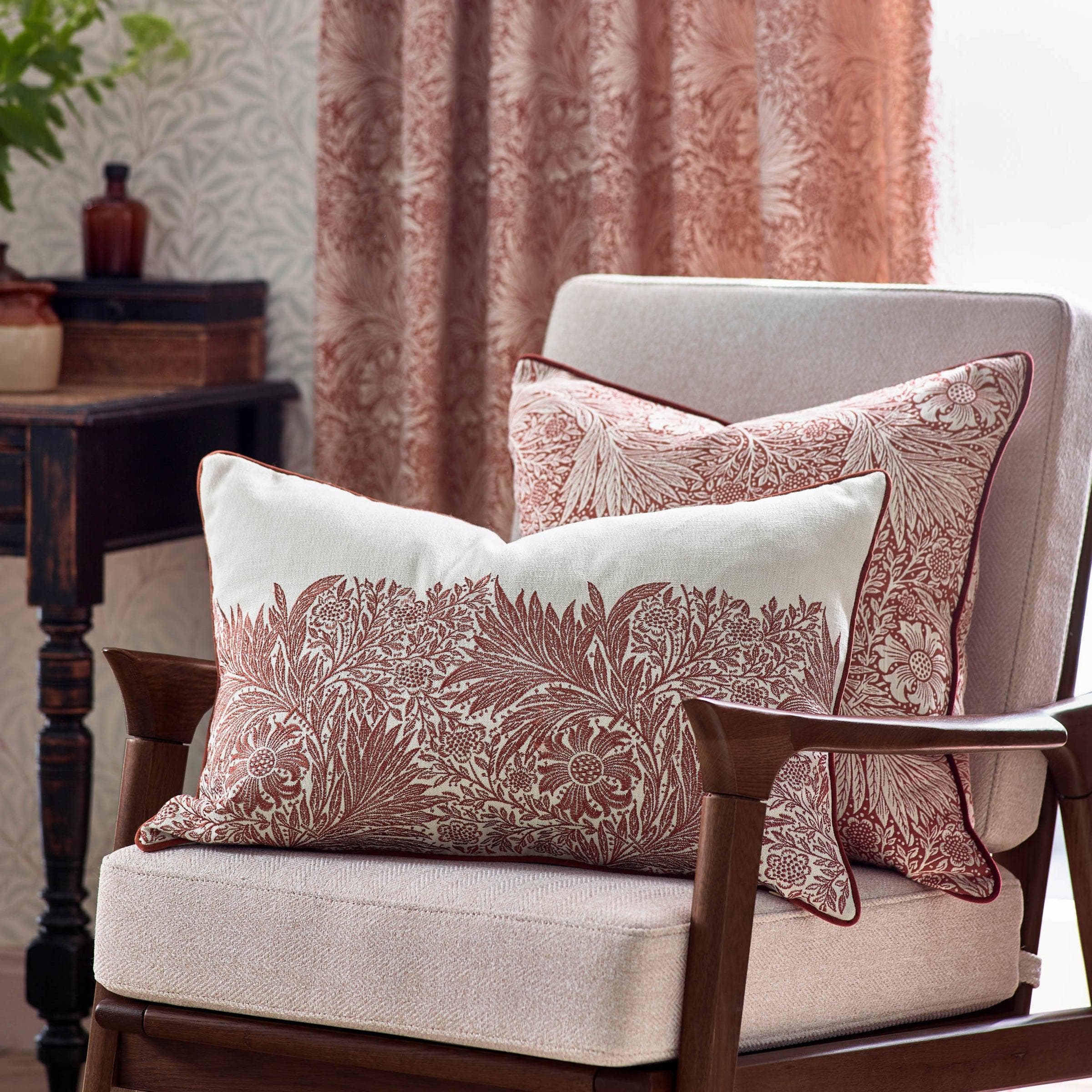 Morris & Co (Riva Home) Morris & Co Cushions Morris & Co Marigold Piped Jacquard Cushion in Russet