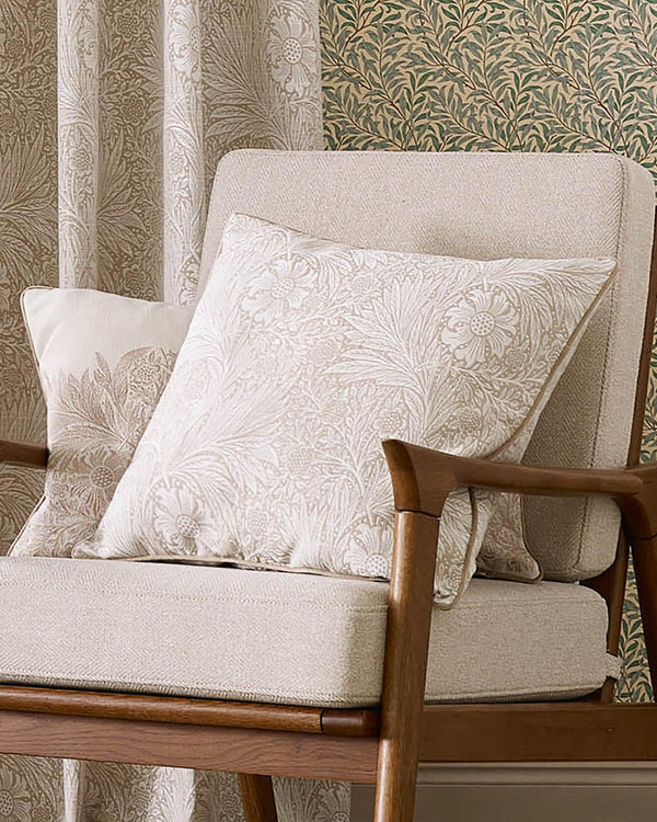 Marigold Piped Jacquard Cushion in Stone by Morris & Co.