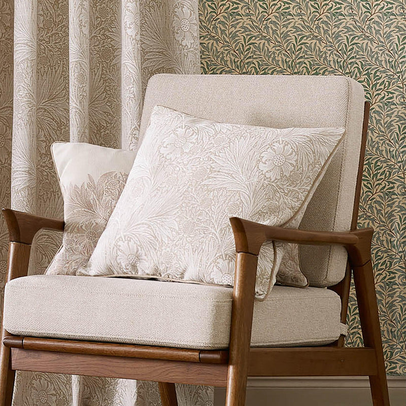 Marigold Piped Jacquard Cushion in Stone by Morris & Co.