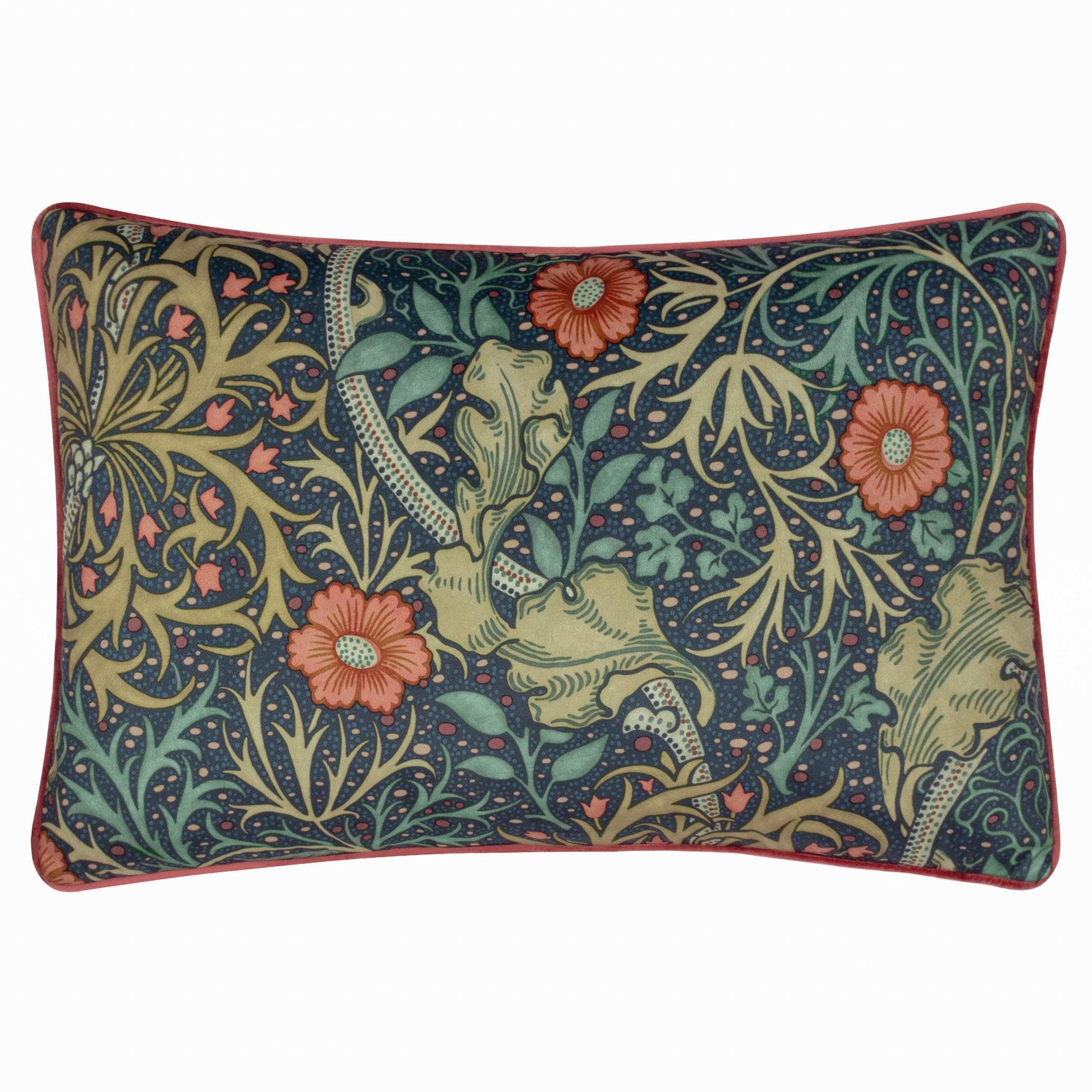 Morris & Co (Riva Home) Morris & Co Cushions Morris & Co Seaweed Printed Velvet Cushion in Indigo