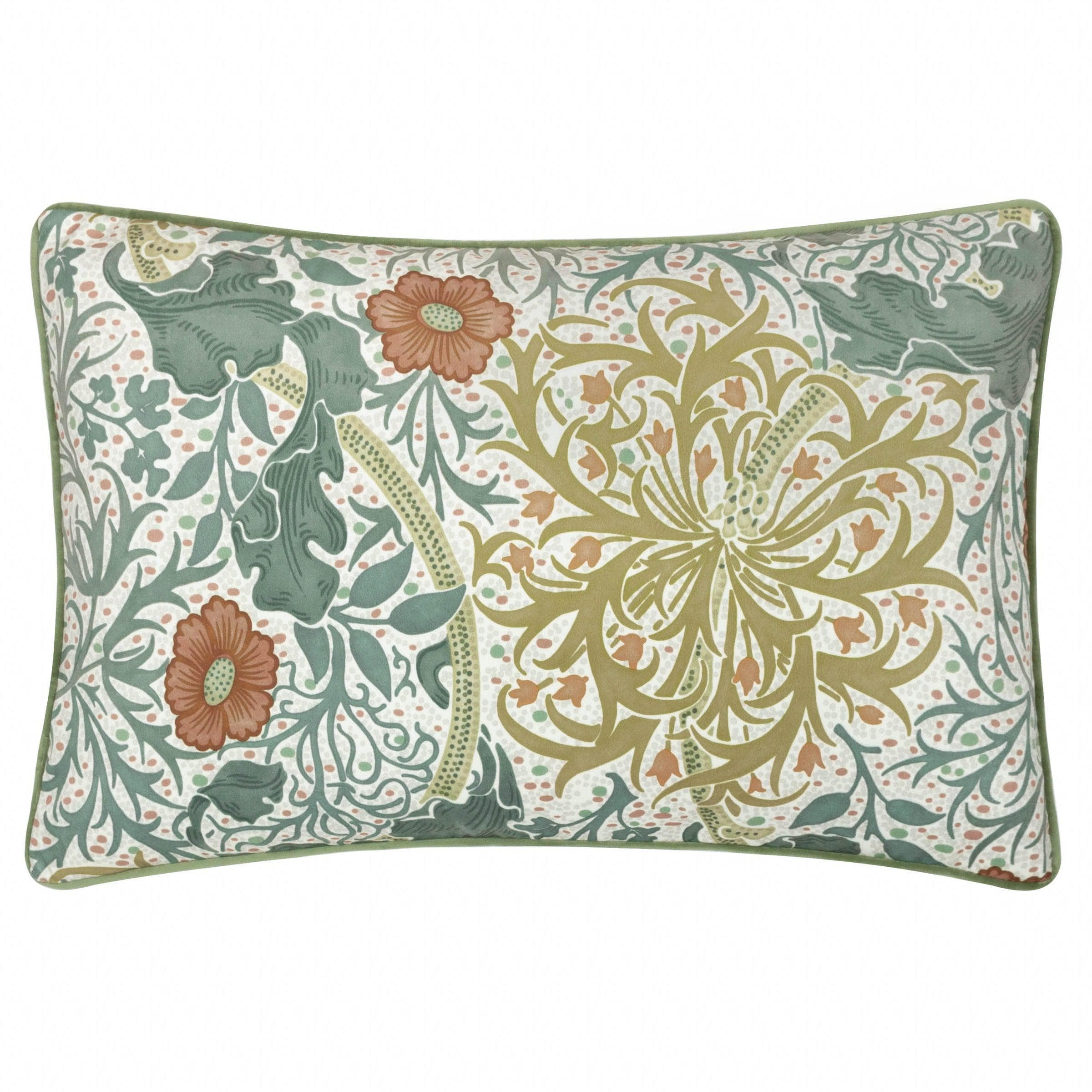 Morris & Co (Riva Home) Morris & Co Cushions Morris & Co Seaweed Printed Velvet Cushion in Sunflower/Stone