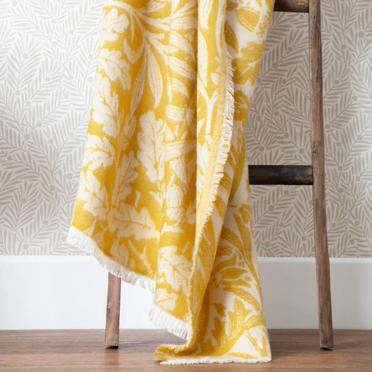Morris & Co (Riva Home) Morris & Co Throw ACORN TONAL JACQUARD THROW | Gold by Morris & Co