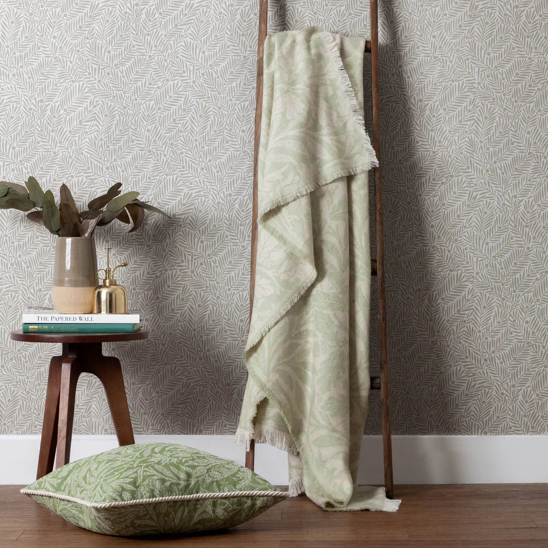 Morris & Co (Riva Home) Morris & Co Throw ACORN TONAL JACQUARD THROW | Sage by Morris & Co