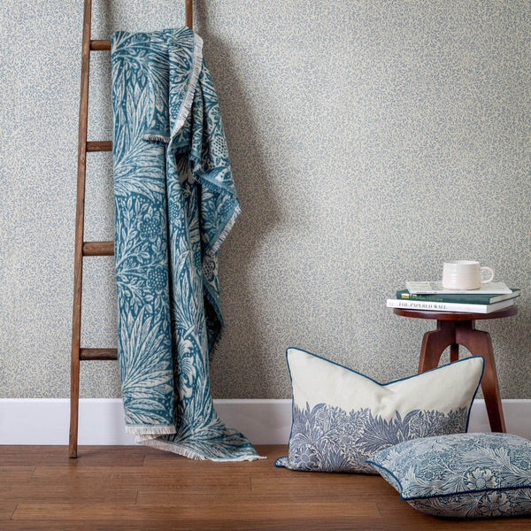 Morris & Co Marigold Jacquard Throw Indigo
