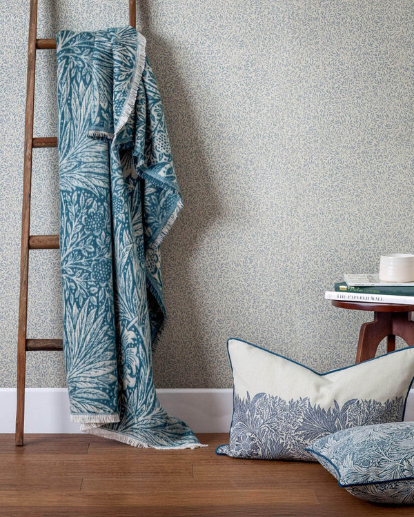 Morris & Co Marigold Jacquard Throw Indigo
