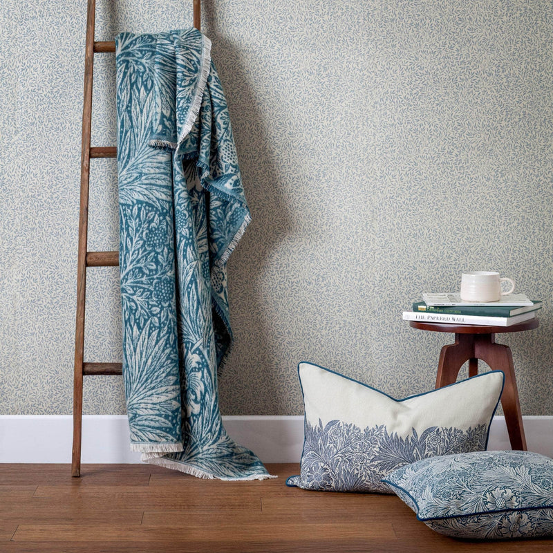 Morris & Co Marigold Jacquard Throw Indigo