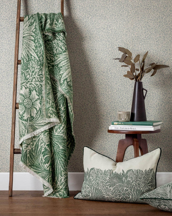 Morris & Co Marigold Jacquard Throw Leaf