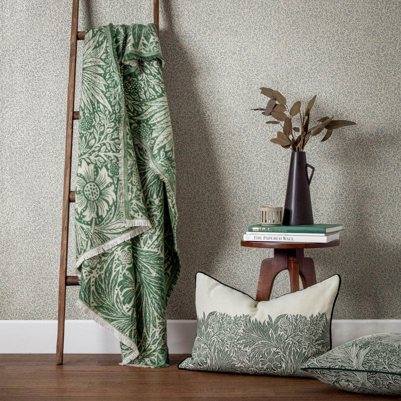 Morris & Co Marigold Jacquard Throw Leaf