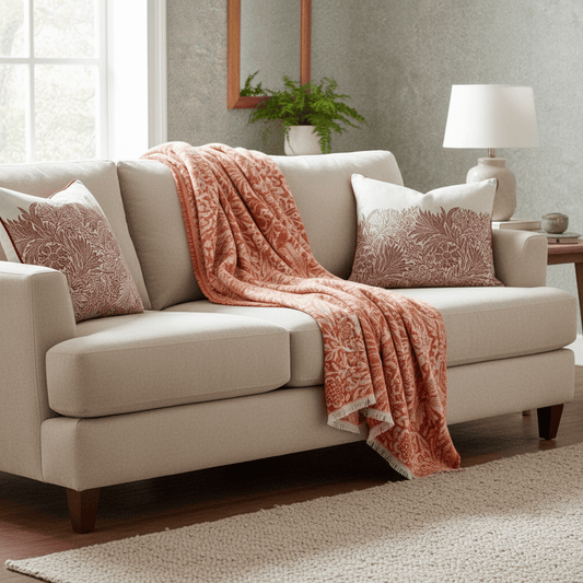 Morris & Co (Riva Home) Morris & Co Throw Morris & Co Marigold Jacquard Throw Russet