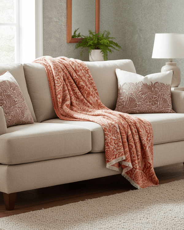 Morris & Co Marigold Jacquard Throw Russet
