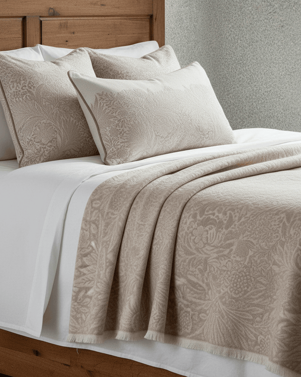 Morris & Co Marigold Jacquard Throw Stone