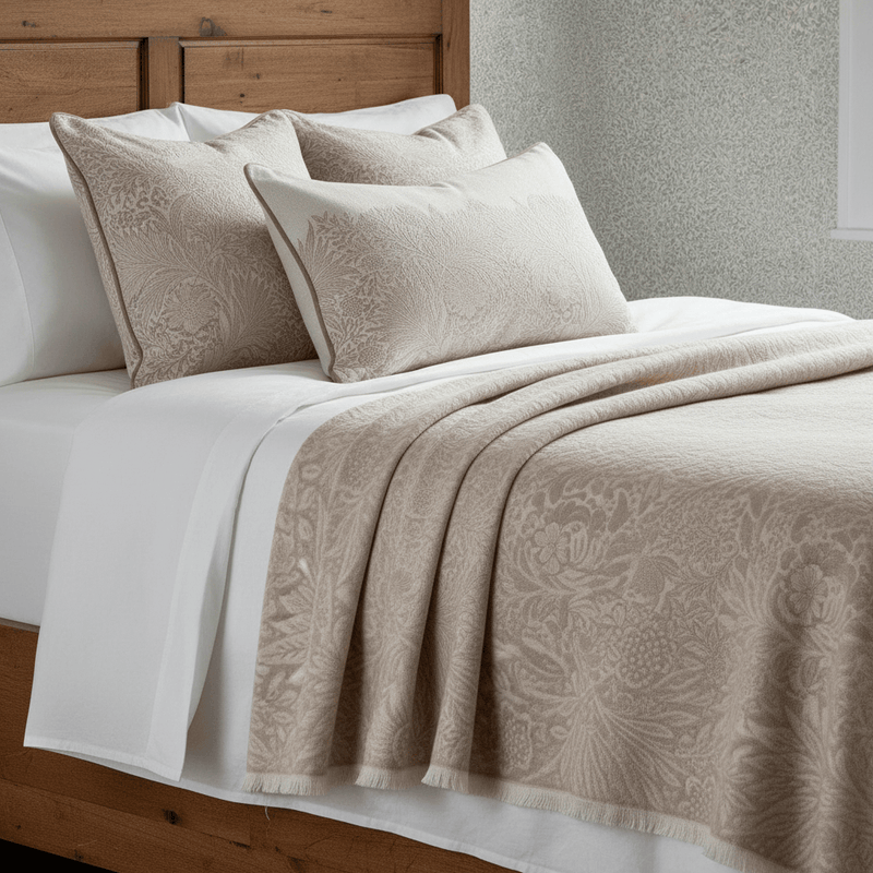 Morris & Co Marigold Jacquard Throw Stone