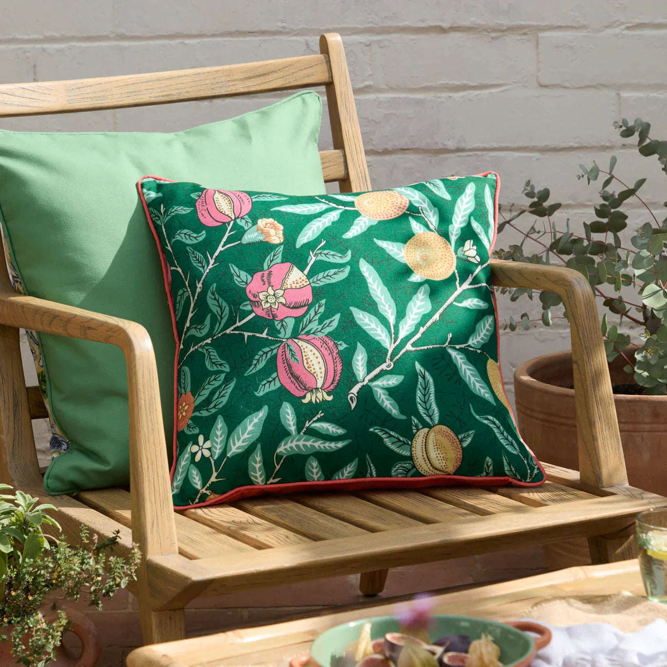 Morris & Co (Riva Home) Outdoor Designer Cushions Green/Lemon FRUITS OUTDOOR CUSHION by Morris & Co