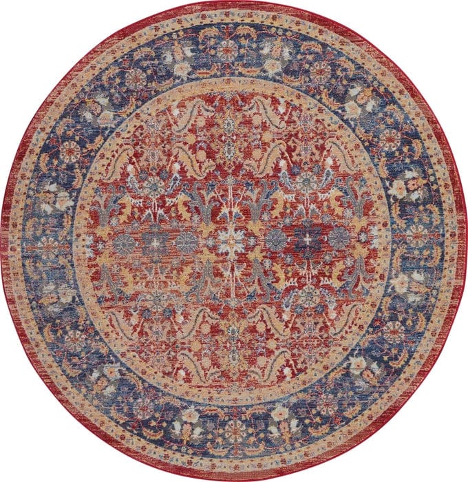 Nourison & Home Designer Rugs 122cm Circle / ANR02   RED Rug Ankara Global Area Rug Collection by Nourison and Home