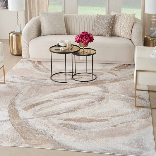 Nourison & Home Designer Rugs 221 cm x 160 cm (7’3” x 5’3”) Inspire Me! Home Décor Brushstrokes Rug Series by Nourison Home - Beige/Grey