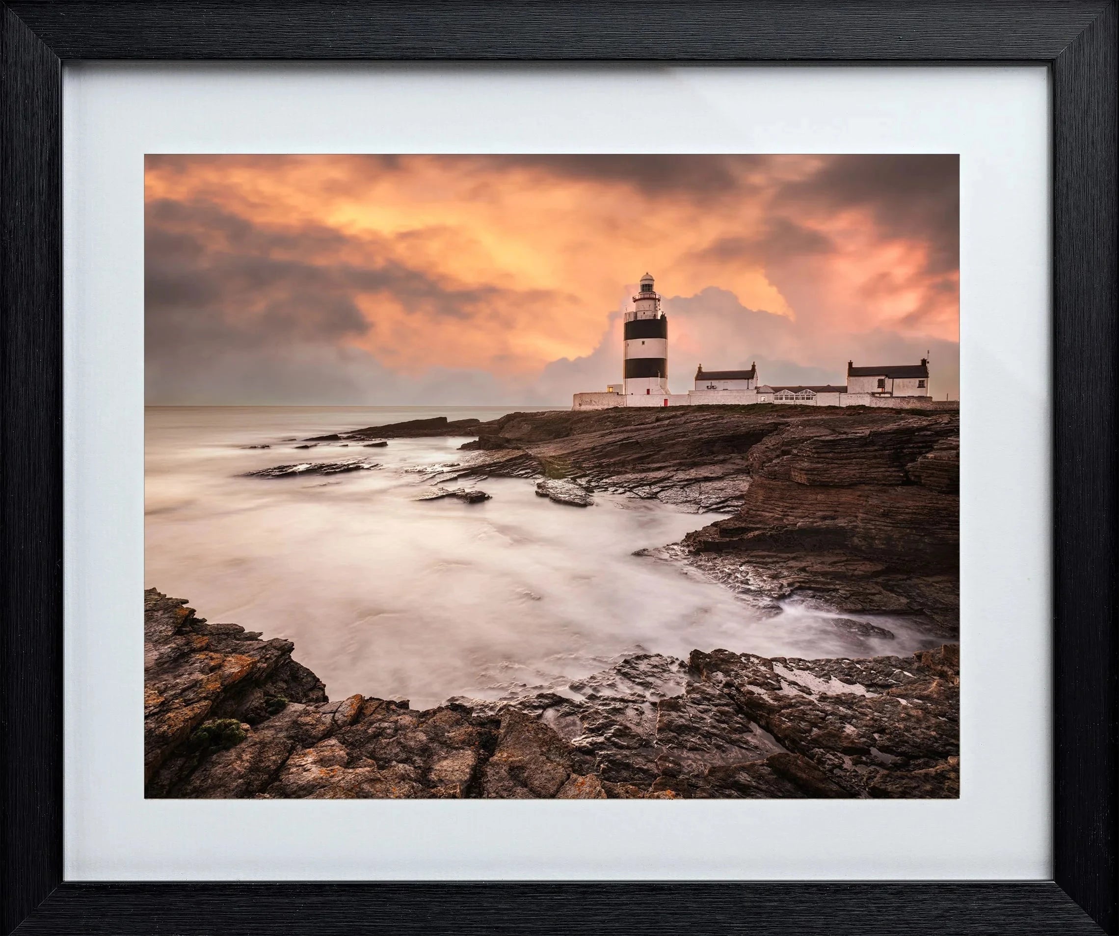 Original Irish Art Print Black HOOK LIGHTHOUSE CO WEXFORD | OPEN EDITION PRINT | FRAMED by Original Irish Art