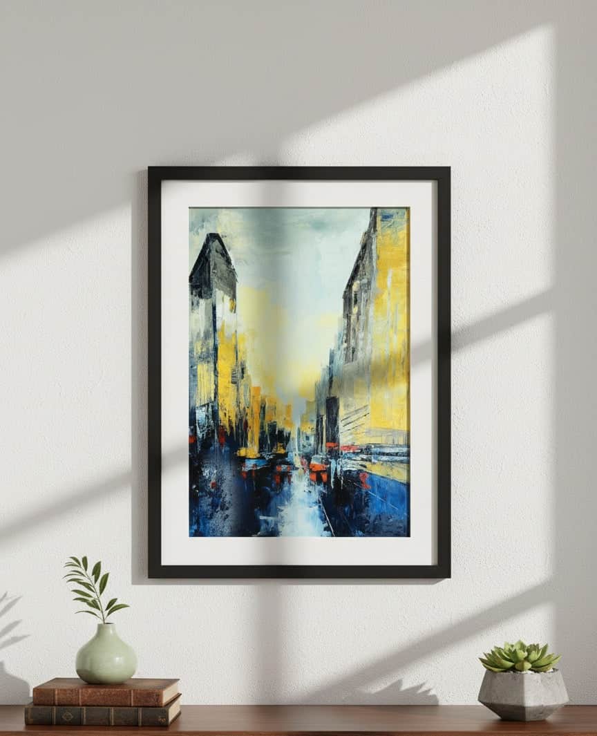 Original Irish Art Print CITYLIGHTS AT DUSK FRAMED ART PRINT by Original Irish Art