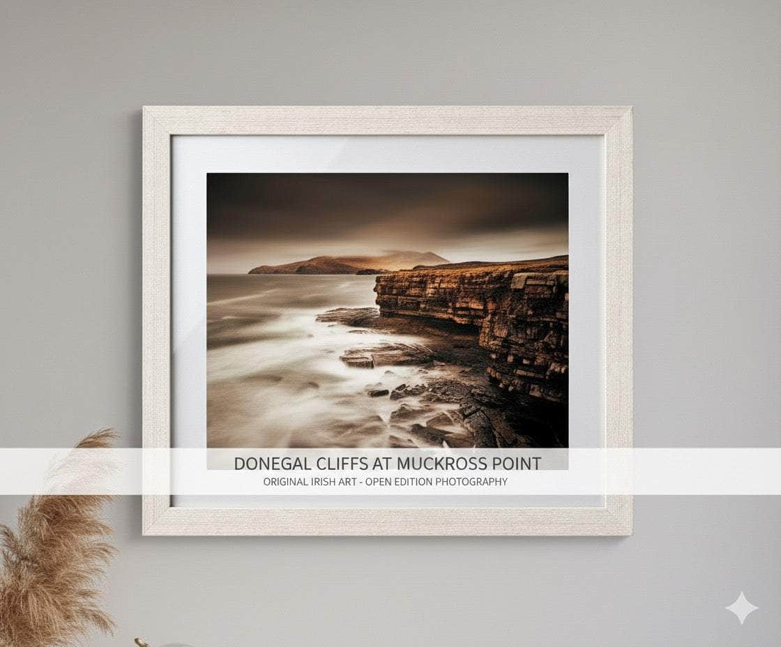 Original Irish Art Print DONEGAL CLIFFS AT MUCKROSS POINT | OPEN EDITION PRINT | FRAMED by Original Irish Art