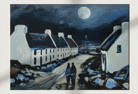 Original Irish Art Print MOONLIT VILLAGE FRAMED ART PRINT by Original Irish Art