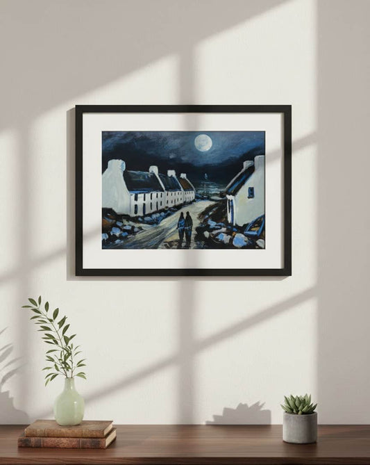 Original Irish Art Print MOONLIT VILLAGE FRAMED ART PRINT by Original Irish Art