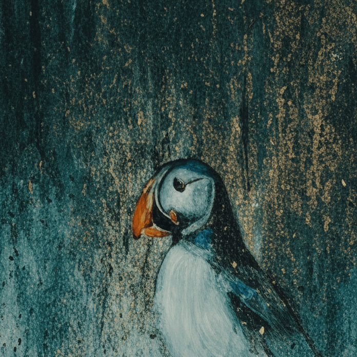 PUFFIN BLACK FRAMED PRINT by Original Irish Art