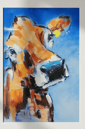 Original Irish Art Print THE CURIOUS COW FRAMED ART PRINT by Original Irish Art