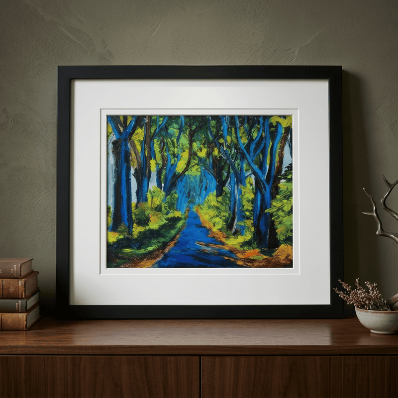 THE DARK HEDGES BLACK FRAMED PRINT by Original Irish Art