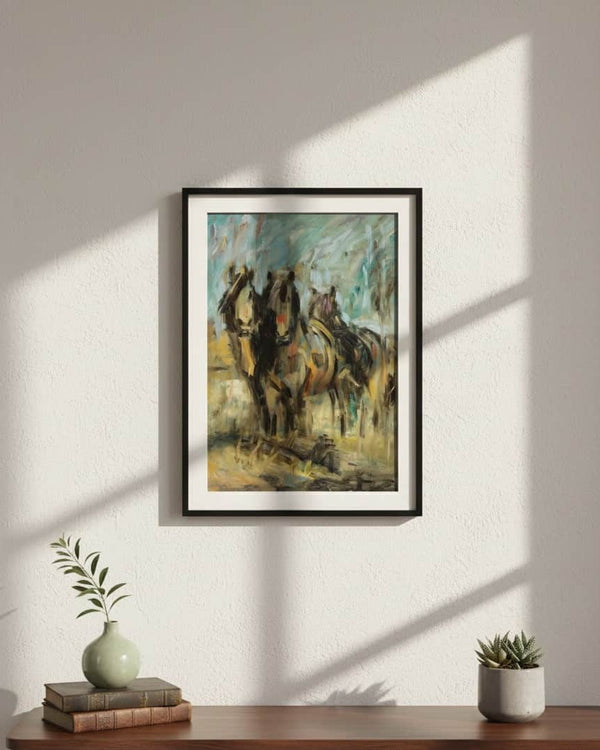 WORKING HORSES FRAMED ART PRINT by Original Irish Art