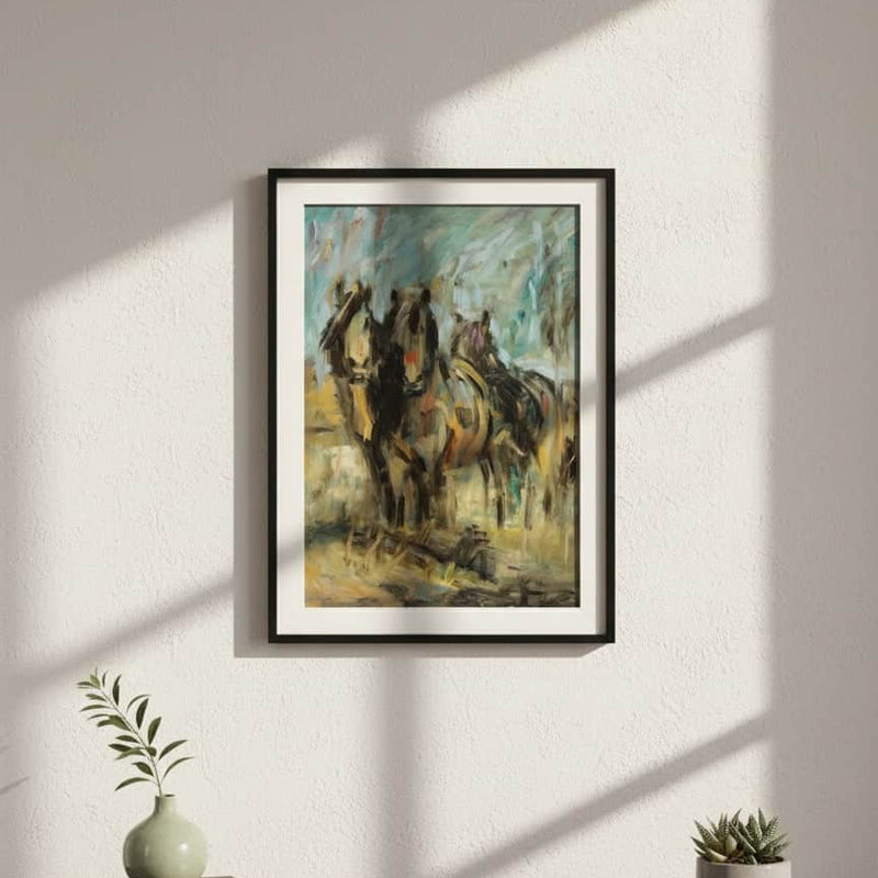 WORKING HORSES FRAMED ART PRINT by Original Irish Art