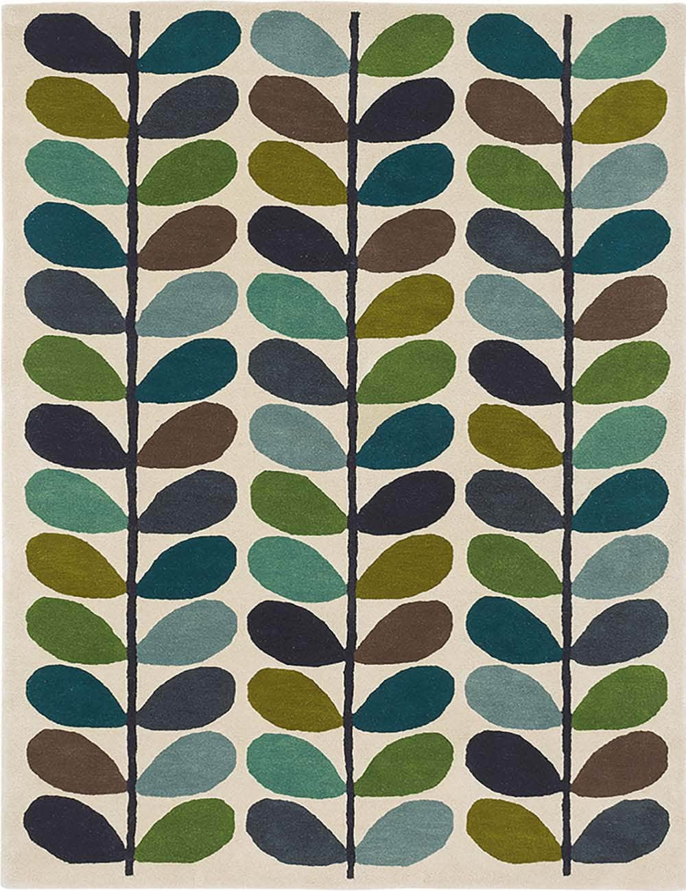 Orla Kiely (Brink & Campman) Designer Rugs 120/180cm / Kingfisher Orla Kiely Design - Multi Stem Wool Rug (available in 3 colours) by Brink & Campman