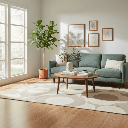 Orla Kiely (Brink & Campman) Designer Rugs 120 centimetres by 180 centimetres (3 feet 11 inches by 5 feet 11 inches) / Mushroom and Ecru ORLA KIELY PRISM FLOWER AREA RUG  by Brink and Campman