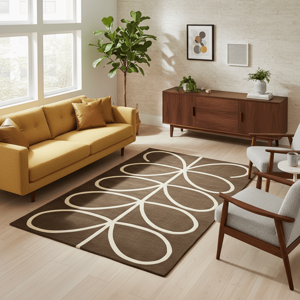 Orla Kiely (Brink & Campman) Designer Rugs 120 centimetres by 180 centimetres (3 feet 11 inches by 5 feet 11 inches) / Walnut ORLA KIELY GIANT LINEAR STEM AREA RUG  by Brink and Campman