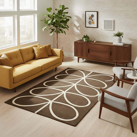 Orla Kiely (Brink & Campman) Designer Rugs 120 centimetres by 180 centimetres (3 feet 11 inches by 5 feet 11 inches) / Walnut ORLA KIELY GIANT LINEAR STEM AREA RUG  by Brink and Campman