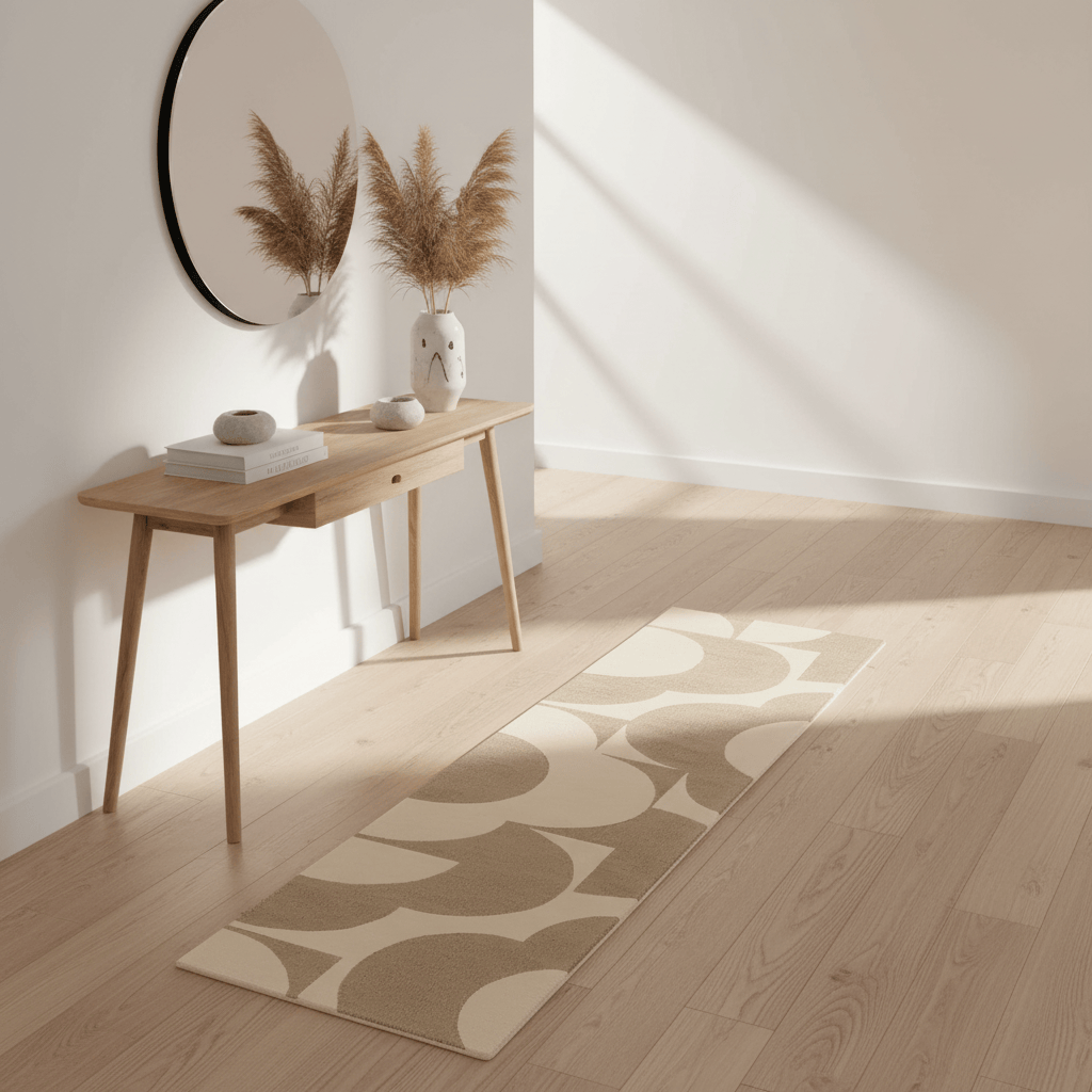 Orla Kiely (Brink & Campman) Designer Rugs 67 centimetres by 230 centimetres (2 feet 2 inches by 7 feet 7 inches) / Mushroom and Ecru ORLA KIELY PRISM FLOWER AREA RUG  by Brink and Campman