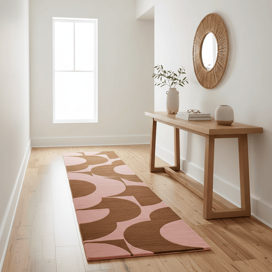 Orla Kiely (Brink & Campman) Designer Rugs 67 centimetres by 230 centimetres (2 feet 2 inches by 7 feet 7 inches) / Pink and Terracotta ORLA KIELY PRISM FLOWER AREA RUG  by Brink and Campman