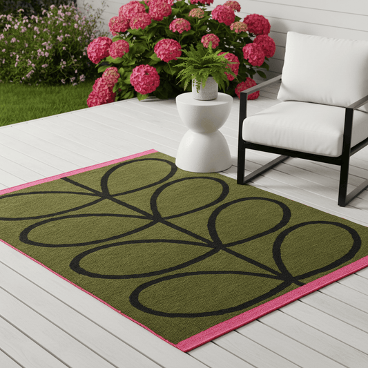 Orla Kiely (Brink & Campman) Outdoor Rugs 140 x 200cm / 4’7” x 6’7” / Olive ORLA KIELY INDOOR/OUTDOOR LINEAR STEM AREA RUG  by Brink and Campman