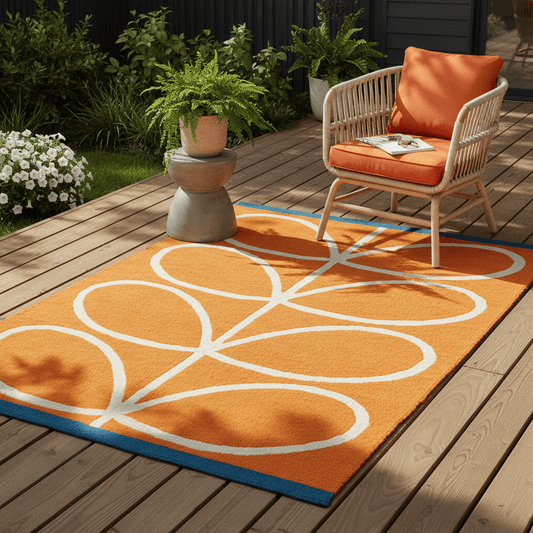 Orla Kiely (Brink & Campman) Outdoor Rugs 140 x 200cm / 4’7” x 6’7” / Orange ORLA KIELY INDOOR/OUTDOOR LINEAR STEM AREA RUG  by Brink and Campman
