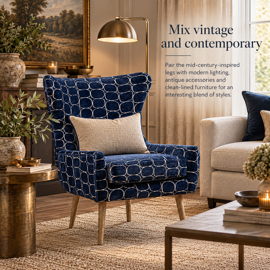 OSWALD VELVET WINGBACK CHAIR – BLUE OR GREEN by Voyage Maison