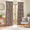 Paoletti Curtains Ophelia Floral Jacquard Pencil Pleat Curtains in Rednut- 229 x 229cm (90 in x 90in)