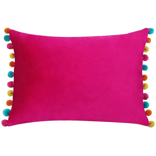 Paoletti Cushions Fiesta Velvet Cushion- Hot Pink (choice of feather or foam filled)