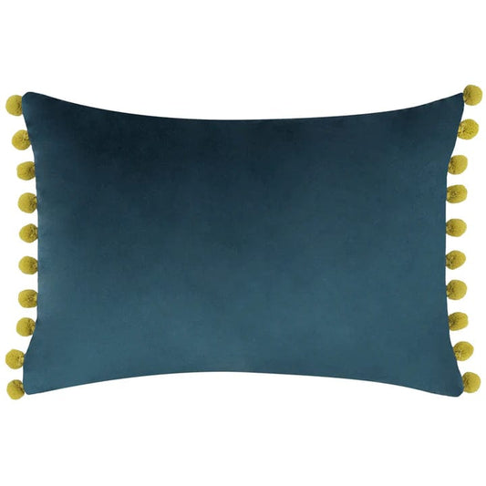 Paoletti Cushions Fiesta Velvet Cushion- Indigo / Olive (choice of feather or foam filled)