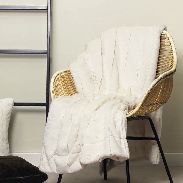 Paoletti Cushions Medium 130x180cm / Cream Empress Faux Fur Throw (choose from 8 colours and 2 sizes)