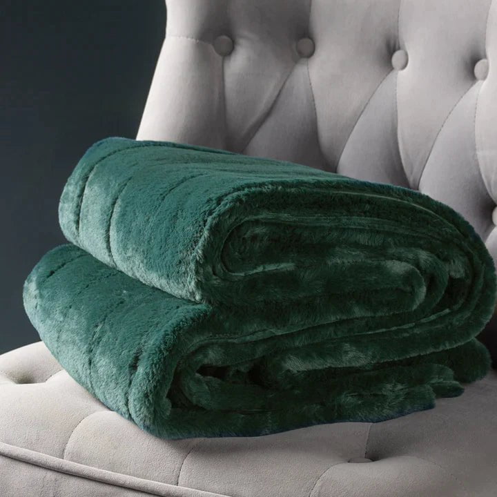 Paoletti Cushions Medium 130x180cm / Emerald Empress Faux Fur Throw (choose from 8 colours and 2 sizes)